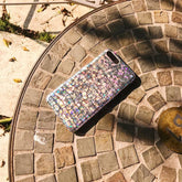 Funda brillante para iPhone con diseño de serpiente holográfica plateada